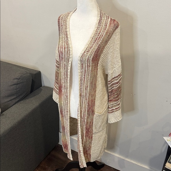 Easel Cream Striped Cardigan Bell Sleeved - Picture 3 of 5